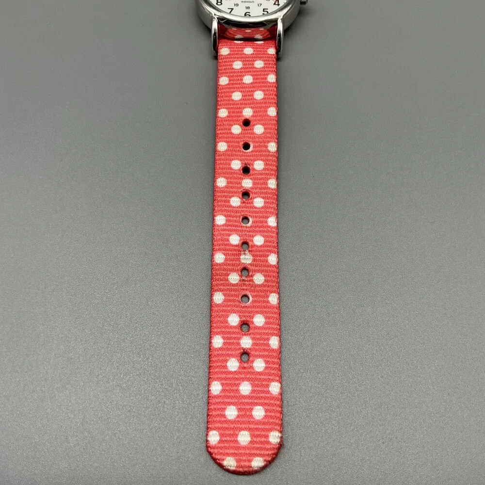 Timex Weekender TWP265000 Womens Watch 31mm Polka Dot Nylon Indiglo New Battery